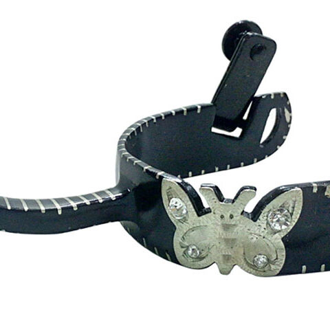 Ostrogi westernowe "Silver Butterfly" Black Steel