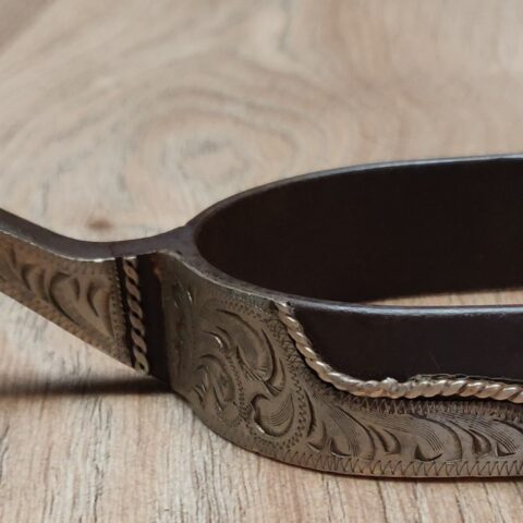 Ostrogi Westernowe Brown Steel Hand Engraved