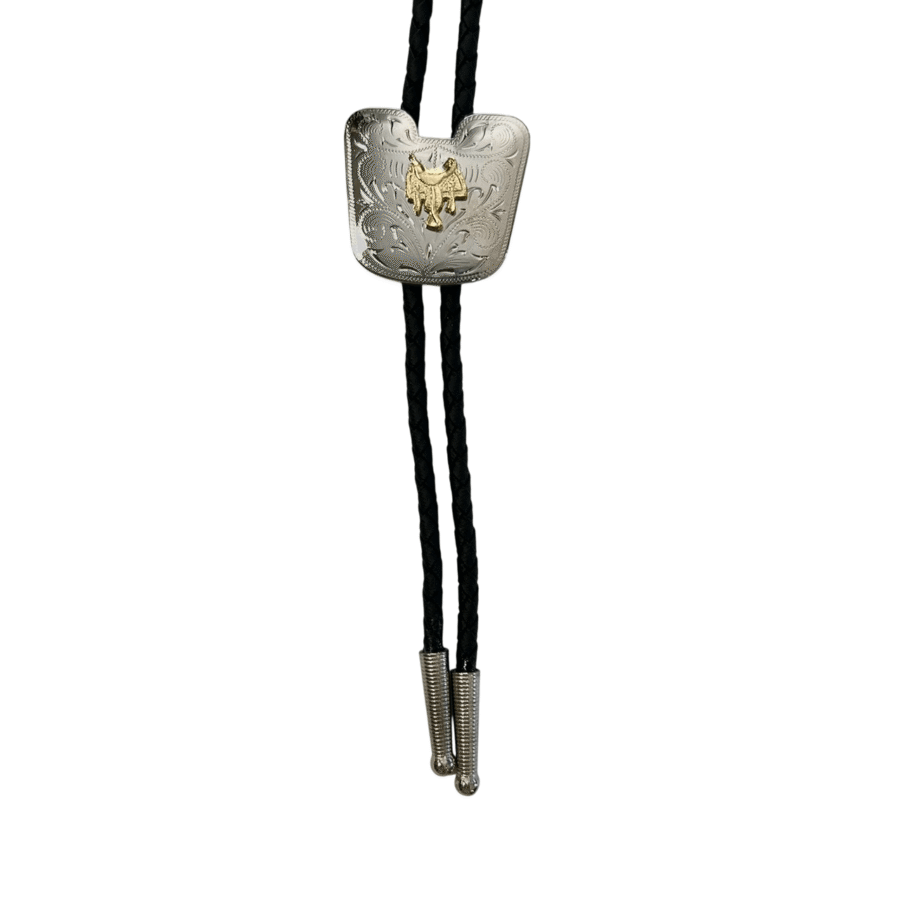Bolo Gold Saddle Silver Square