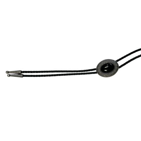 Bolo Tie Western Black Stone