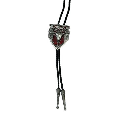 Bolo Tie Western Longhorn -Black & Red