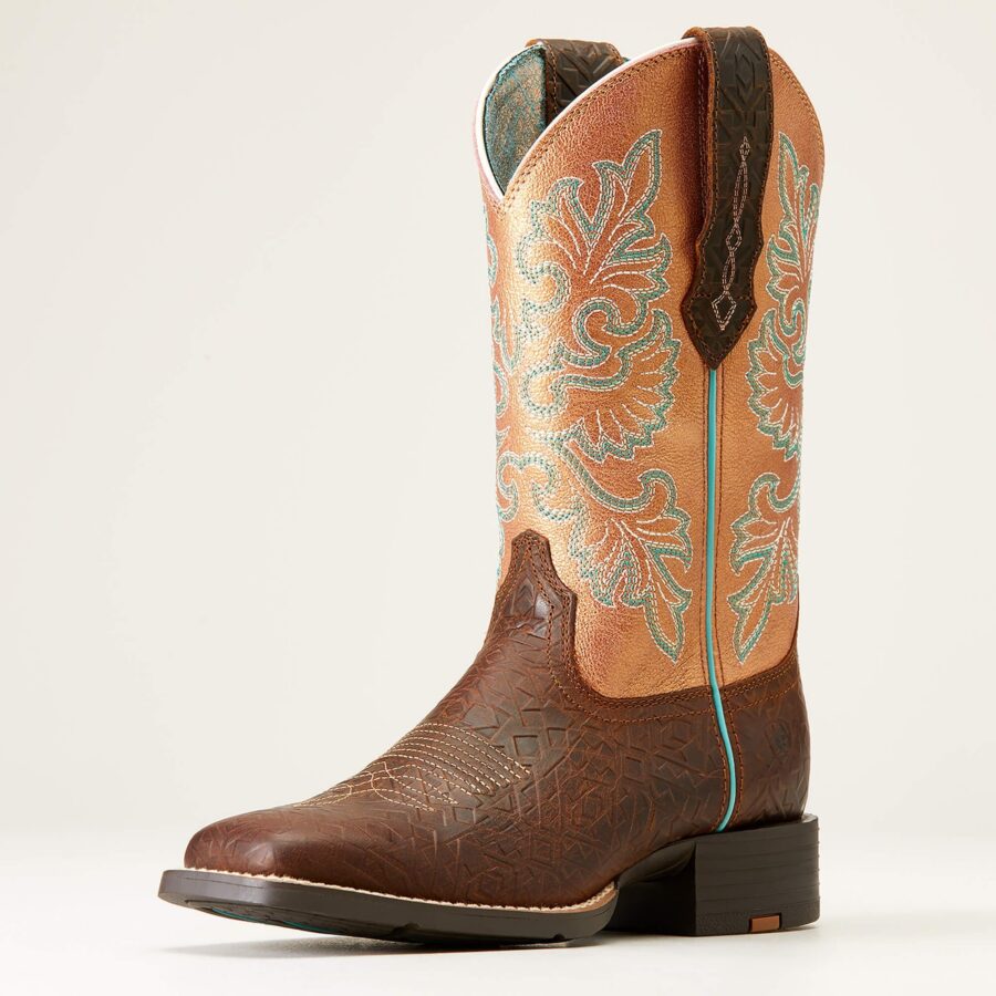Kowbojki Damskie Ariat Golden Round Up Wide Square Toe StretchFit