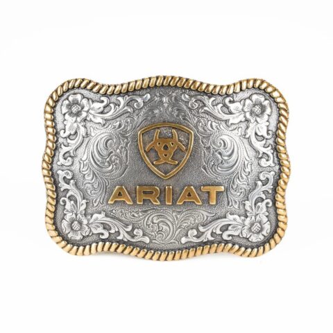 Klamra prostokątna ze złotym logo Ariat