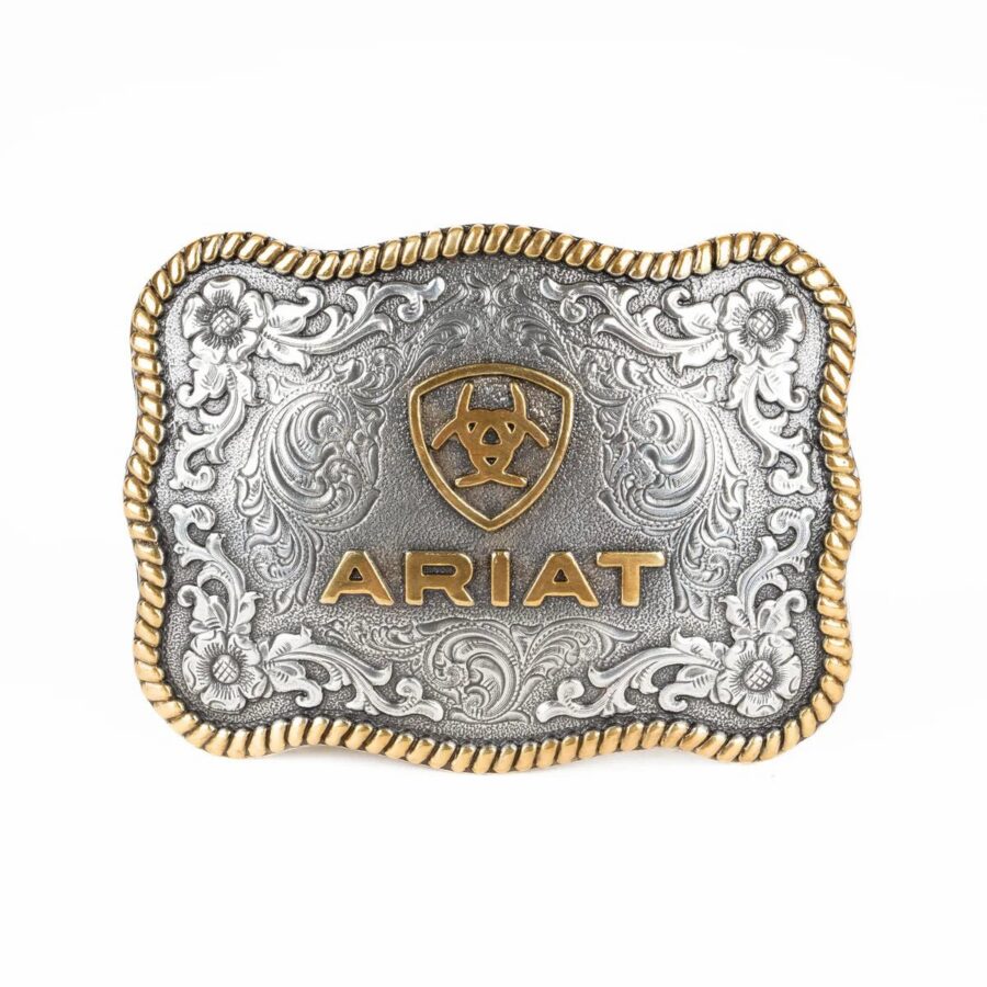 Klamra prostokątna ze złotym logo Ariat