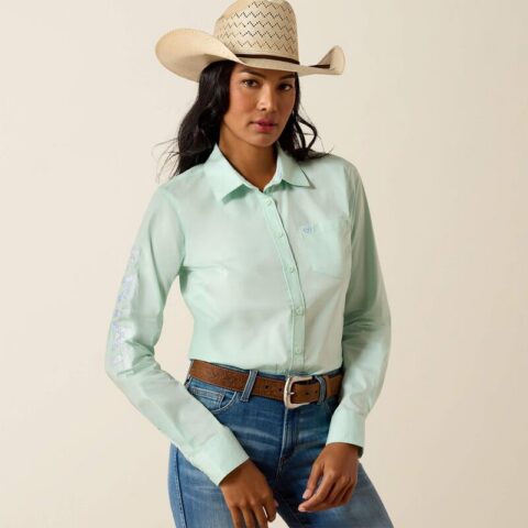 Koszula damska Ariat Team Kirby DUSTY AQUA