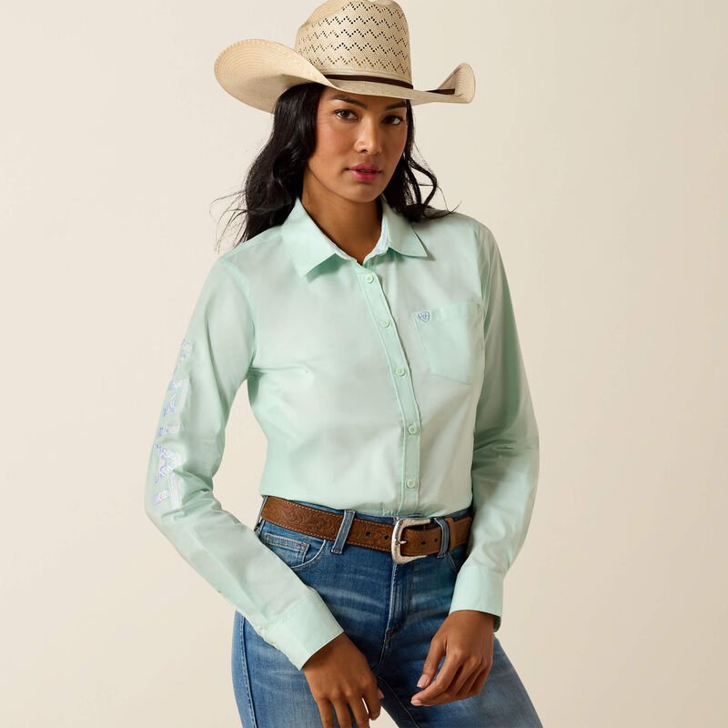 Koszula damska Ariat Team Kirby DUSTY AQUA