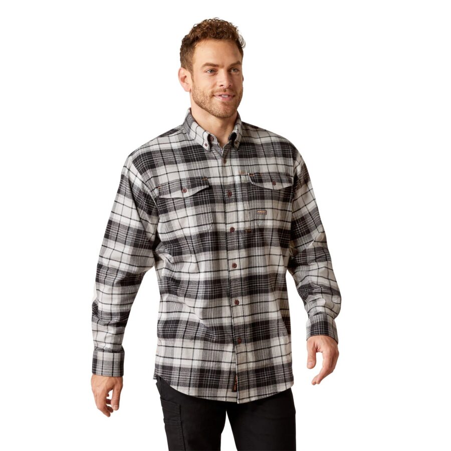 Koszula męska Ariat Men's Rebar Durastretch™ Charcoal Flannel