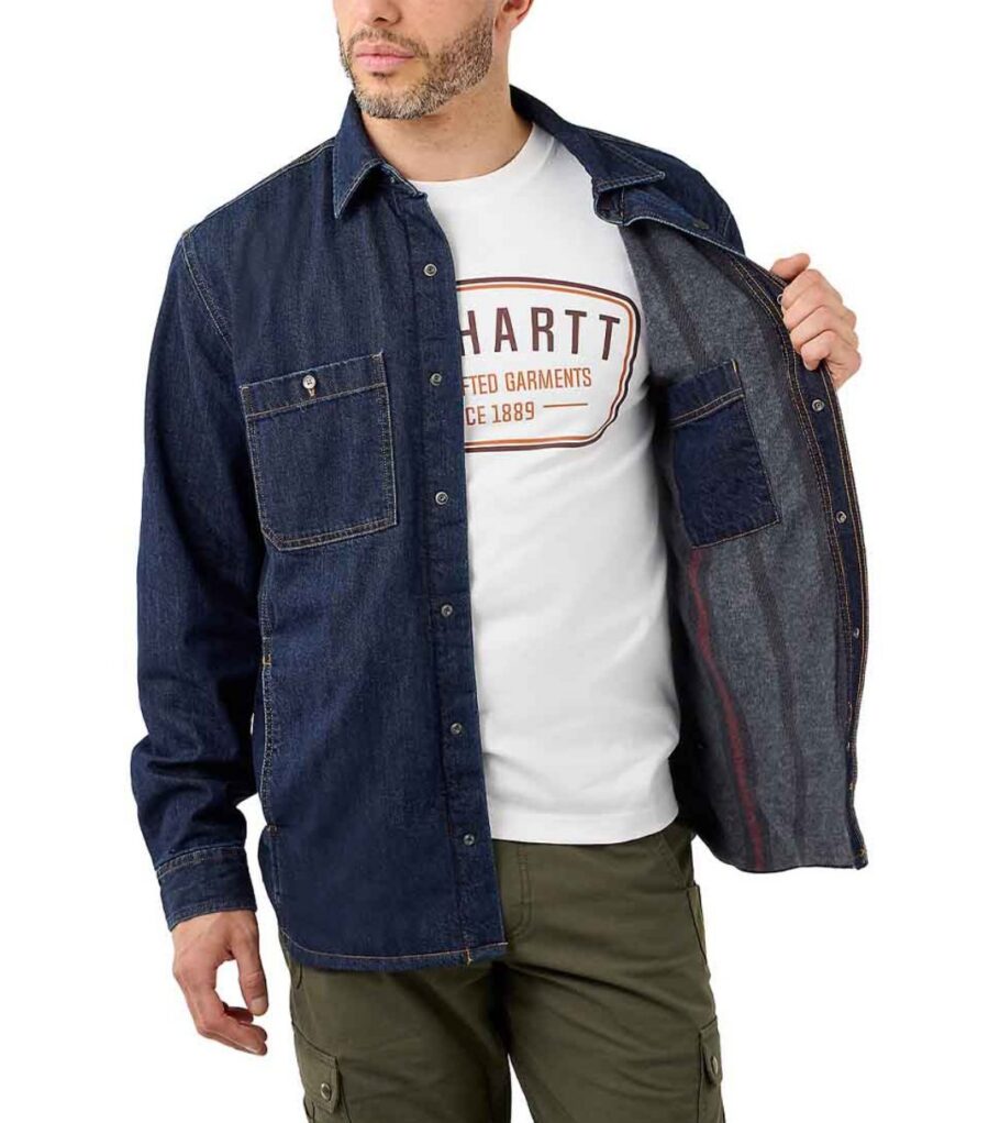 Ocieplana Koszula Carhartt Relaxed Fit Denim Fleece Lined Shirt Jac