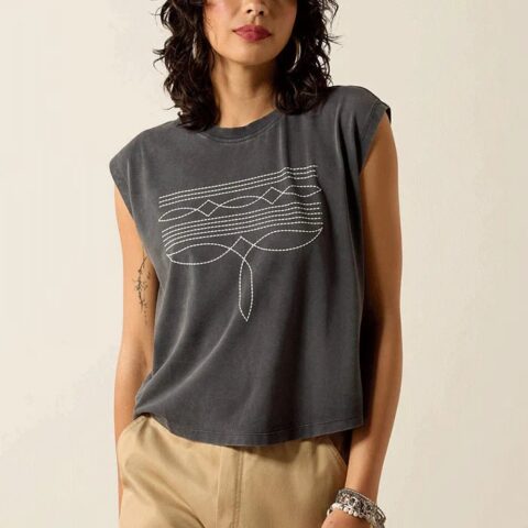 Koszulka damska Ariat Dallas Cropped- Charcoal