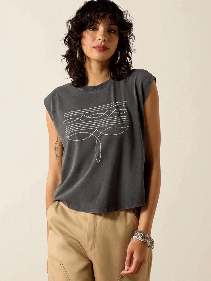 Koszulka damska Ariat Dallas Cropped- Charcoal