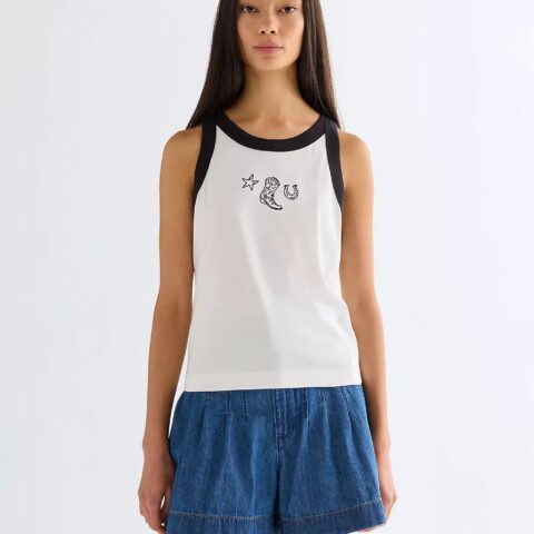 Top damski Wrangler Slim Ringer - Worn White