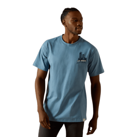 Koszulka Ariat x Sendero „Country Fences” - Copen Blue