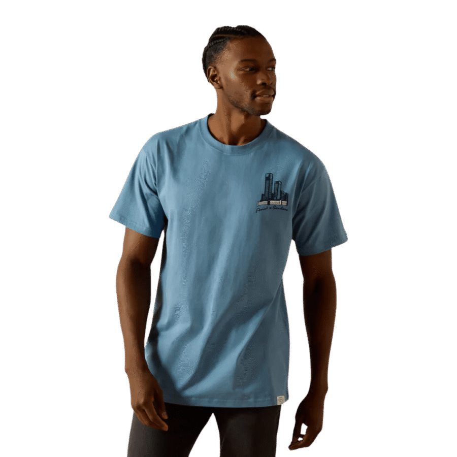 Koszulka Ariat x Sendero „Country Fences” - Copen Blue