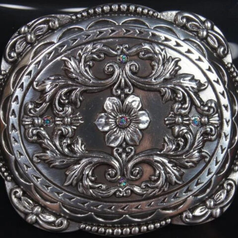 Klamra Blazin Roxx Oval Floral Rhinestones Silver